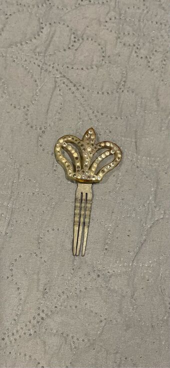 No Brand Accessories - Vintage Rhinestone Crown Hair Comb Edwardian Era Early 1900’s Hinged